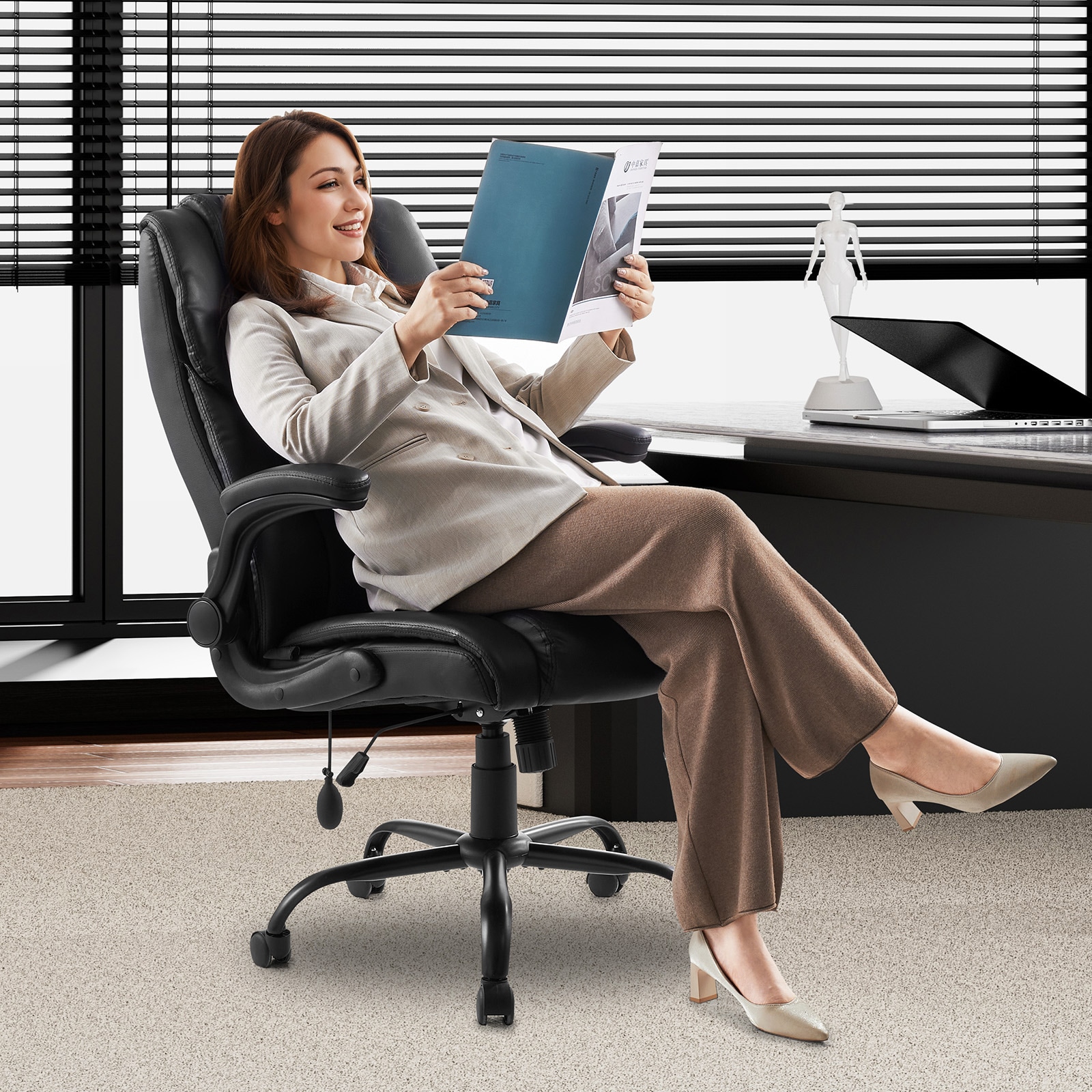 Executive Ergonomic Office Chair With Lumbar Support And High Back_voghion.com